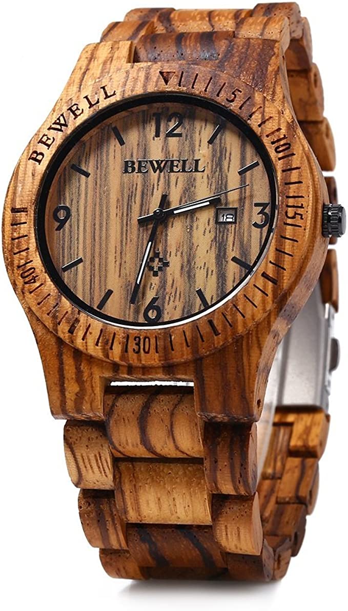 bewell Bewell W086B Mens Wooden Watch Analog Quartz