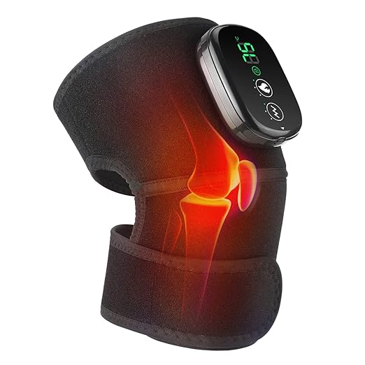 Cordless Knee Massager Shoulder Brace with Heat, 3-In-1 Heated Knee Elbow  Shoulder Brace Wrap, Vibration Knee Heating Pad, 3 Vibrations and Heating